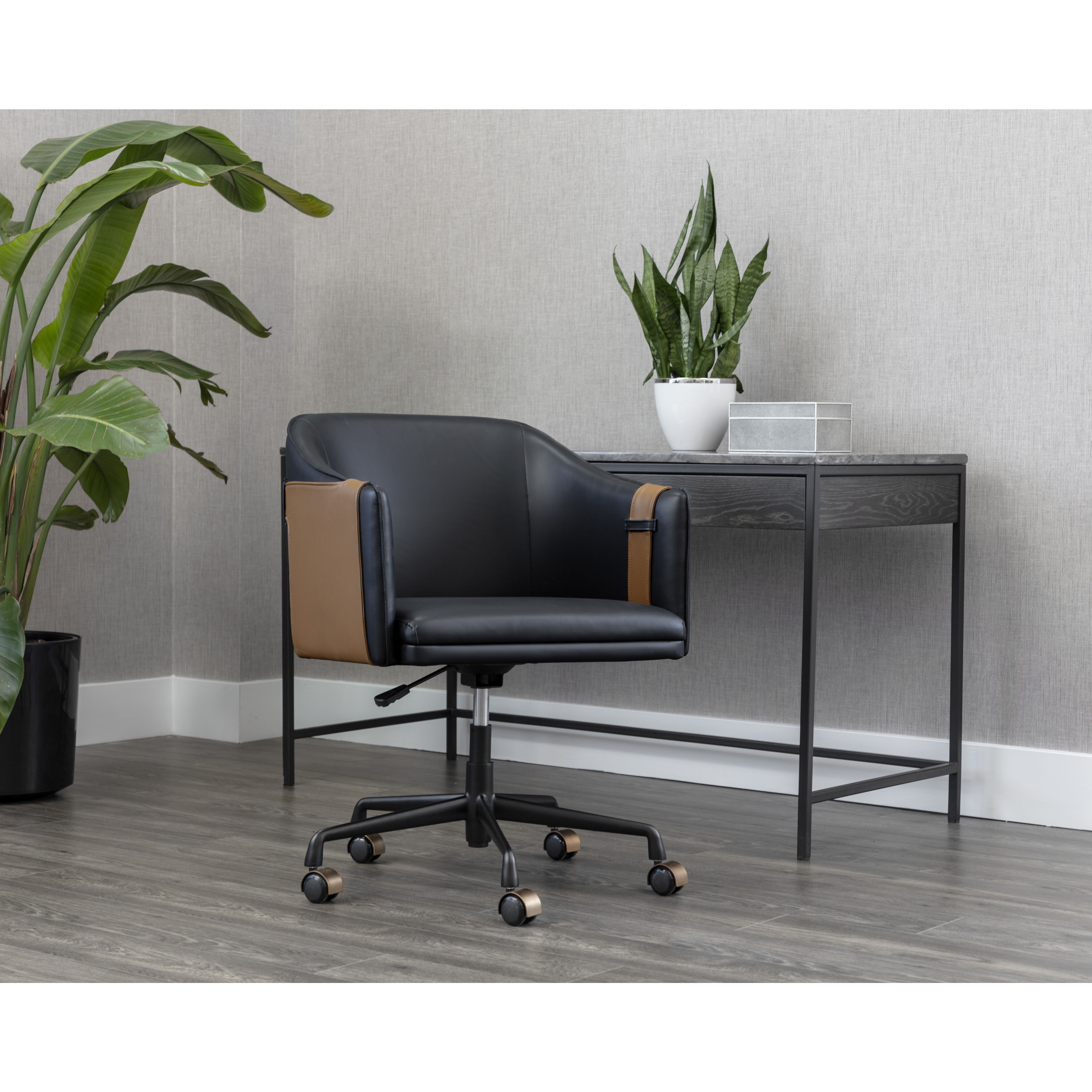 Carter Napa Black / Napa Cognac Office Chair